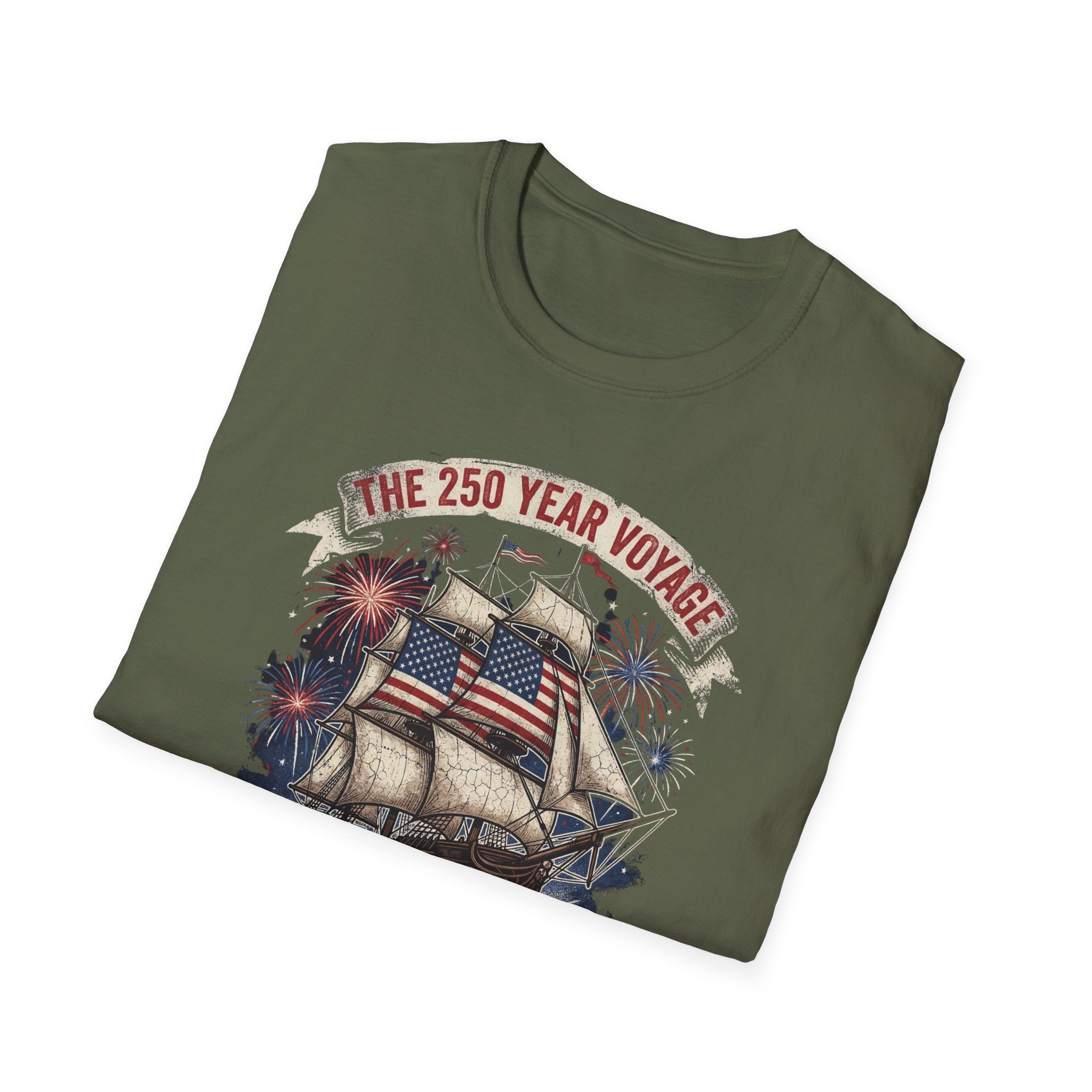 Sailing for Liberty T-Shirt — 250 Year Voyage Patriotic Ship Tee