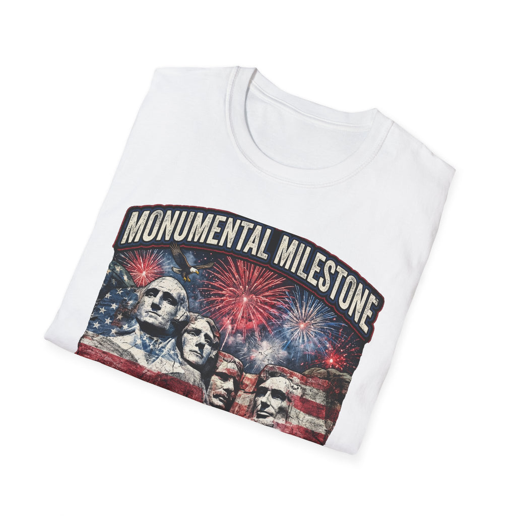 Mount Rushmore 250th Anniversary T-Shirt – "Monumental Milestone" Patriotic Fireworks Tee