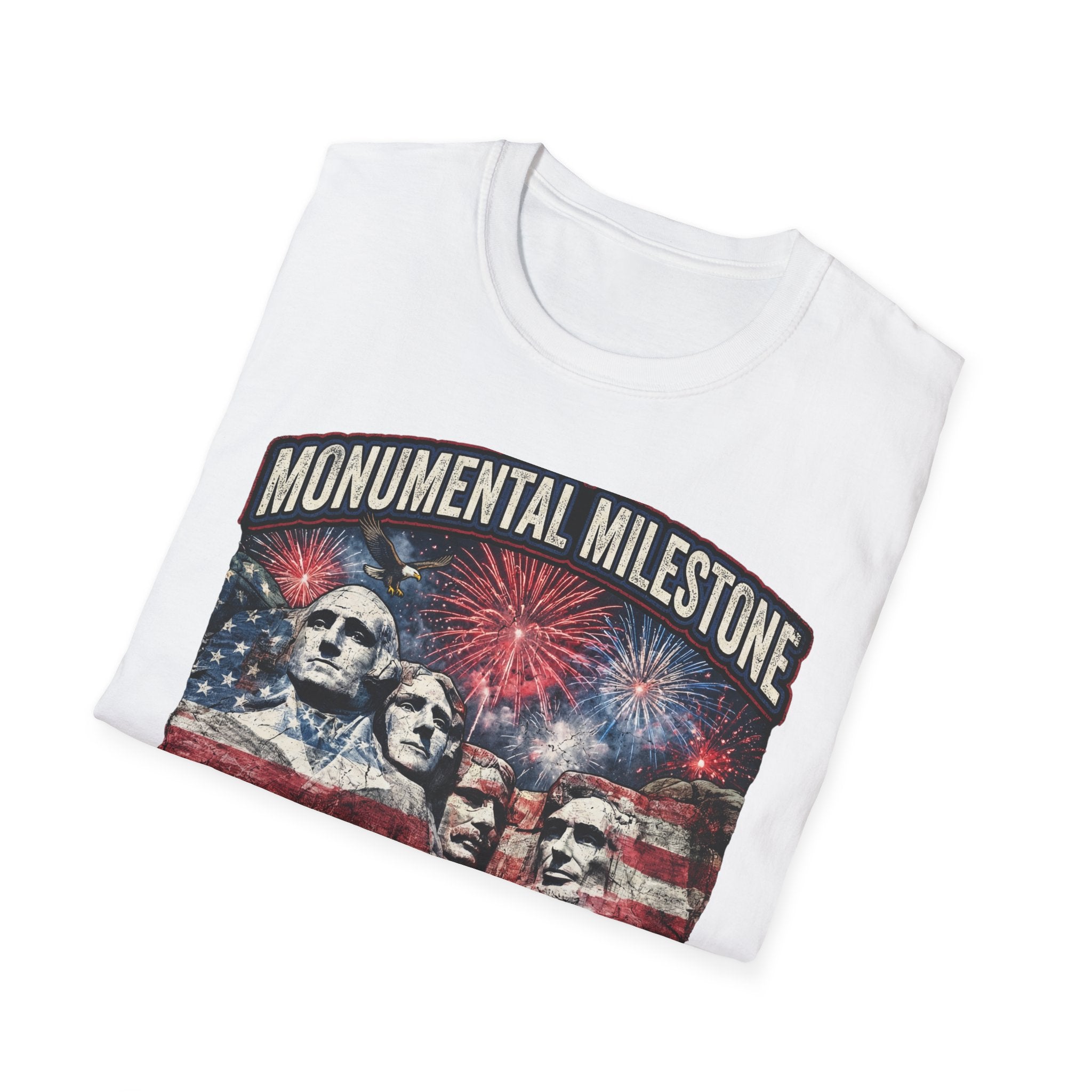 Mount Rushmore 250th Anniversary T-Shirt – "Monumental Milestone" Patriotic Fireworks Tee