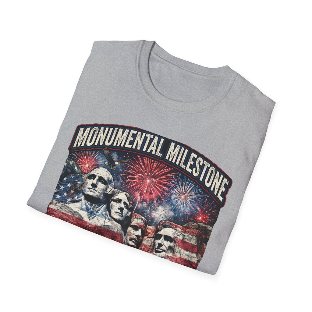 Mount Rushmore 250th Anniversary T-Shirt – "Monumental Milestone" Patriotic Fireworks Tee