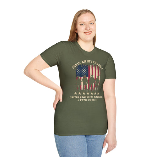 250th Anniversary Veterans Flag T-Shirt – United States of America Military Tribute