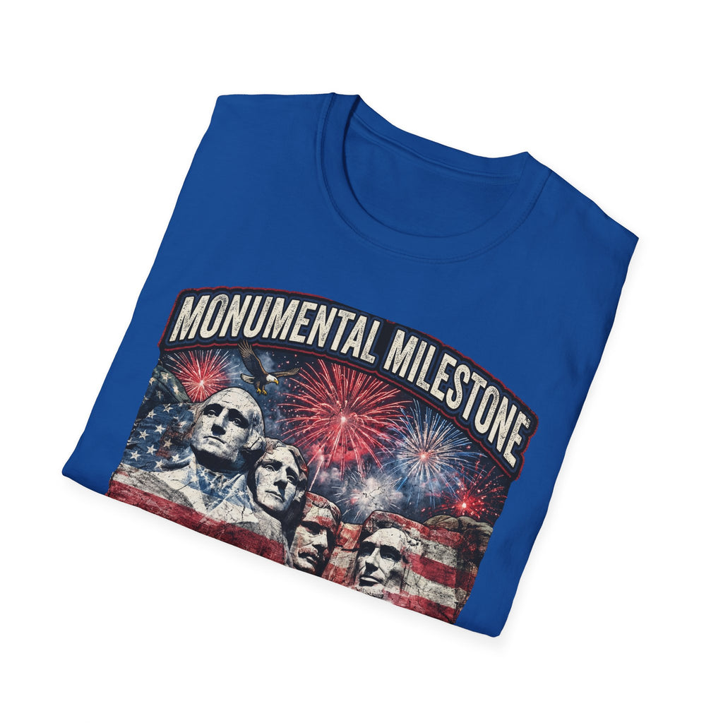 Mount Rushmore 250th Anniversary T-Shirt – "Monumental Milestone" Patriotic Fireworks Tee