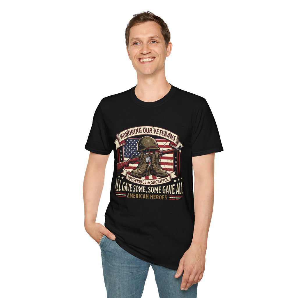 Veterans Tribute T-Shirt — "Honoring Our Veterans: For Service & Sacrifice"