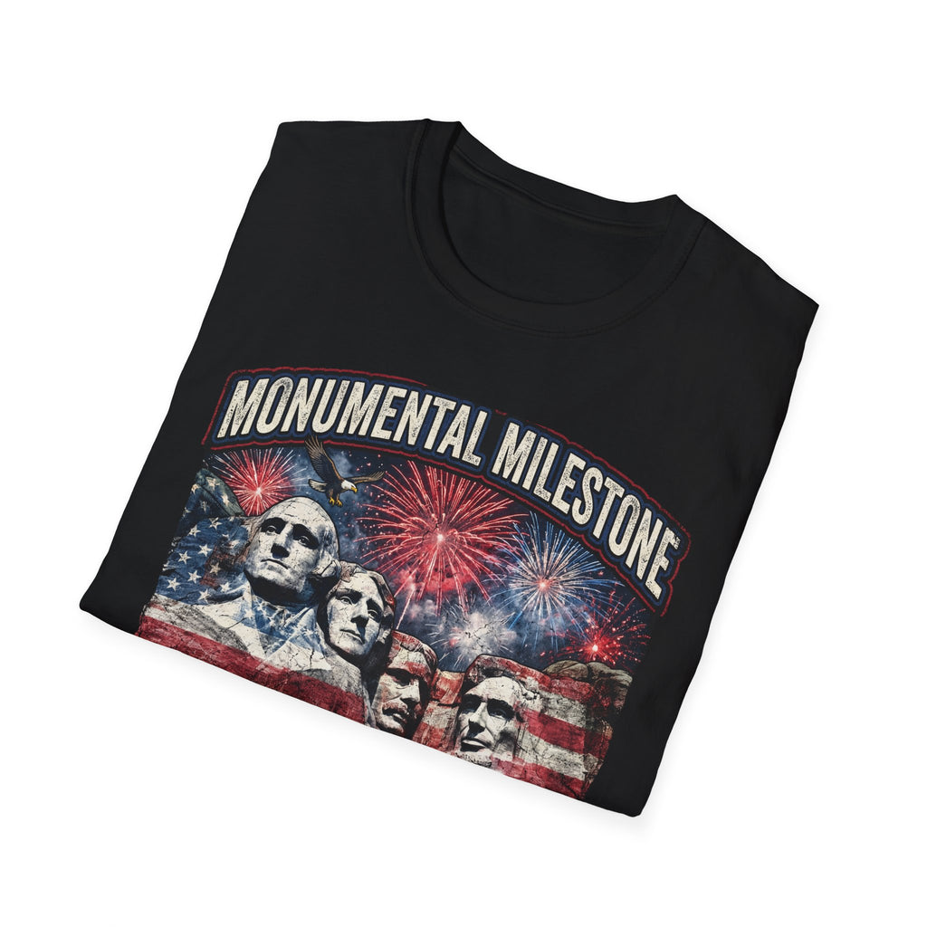 Mount Rushmore 250th Anniversary T-Shirt – "Monumental Milestone" Patriotic Fireworks Tee