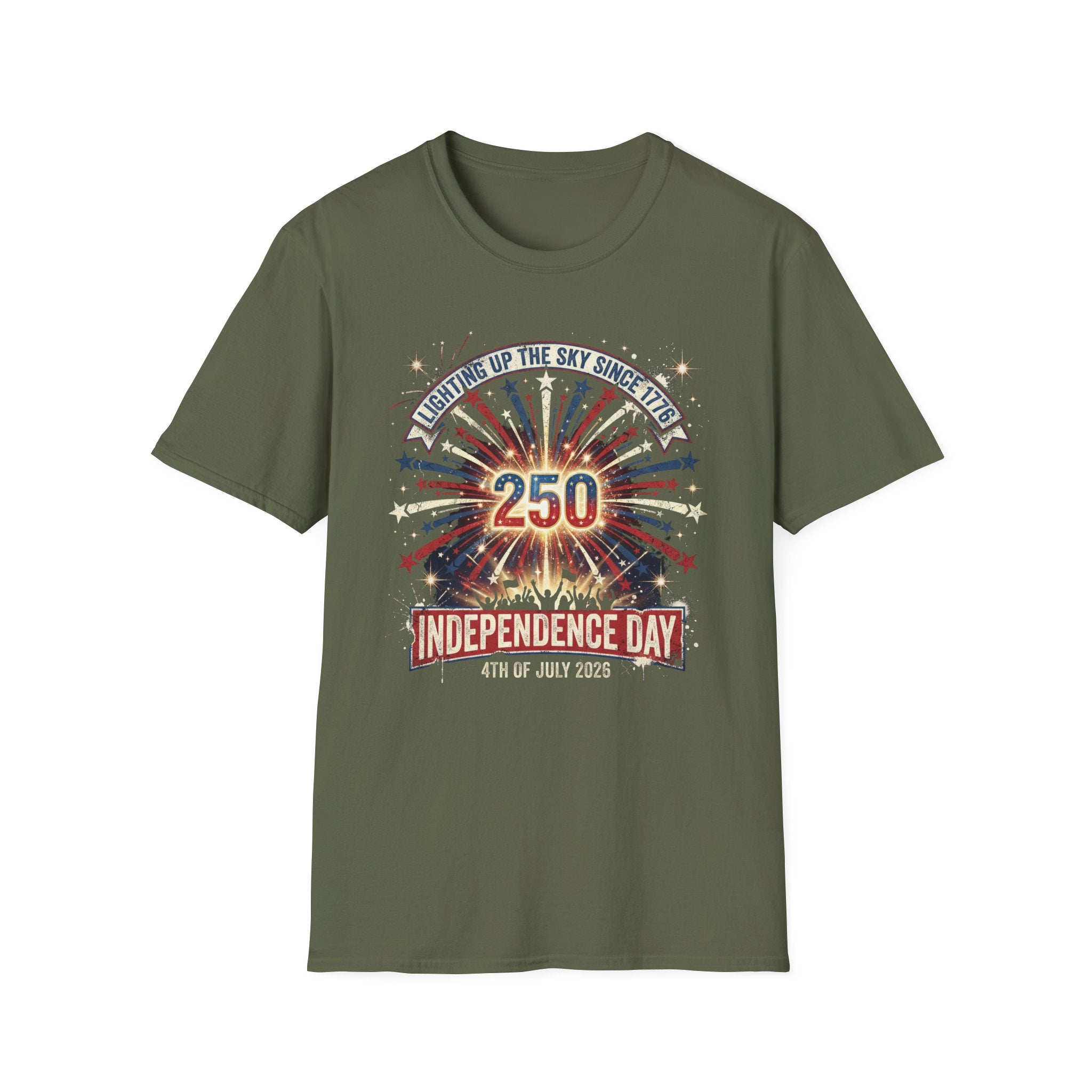 Independence Day 250th Celebration T-Shirt — "Lighting Up the Sky Since 1776" Patriotic Tee