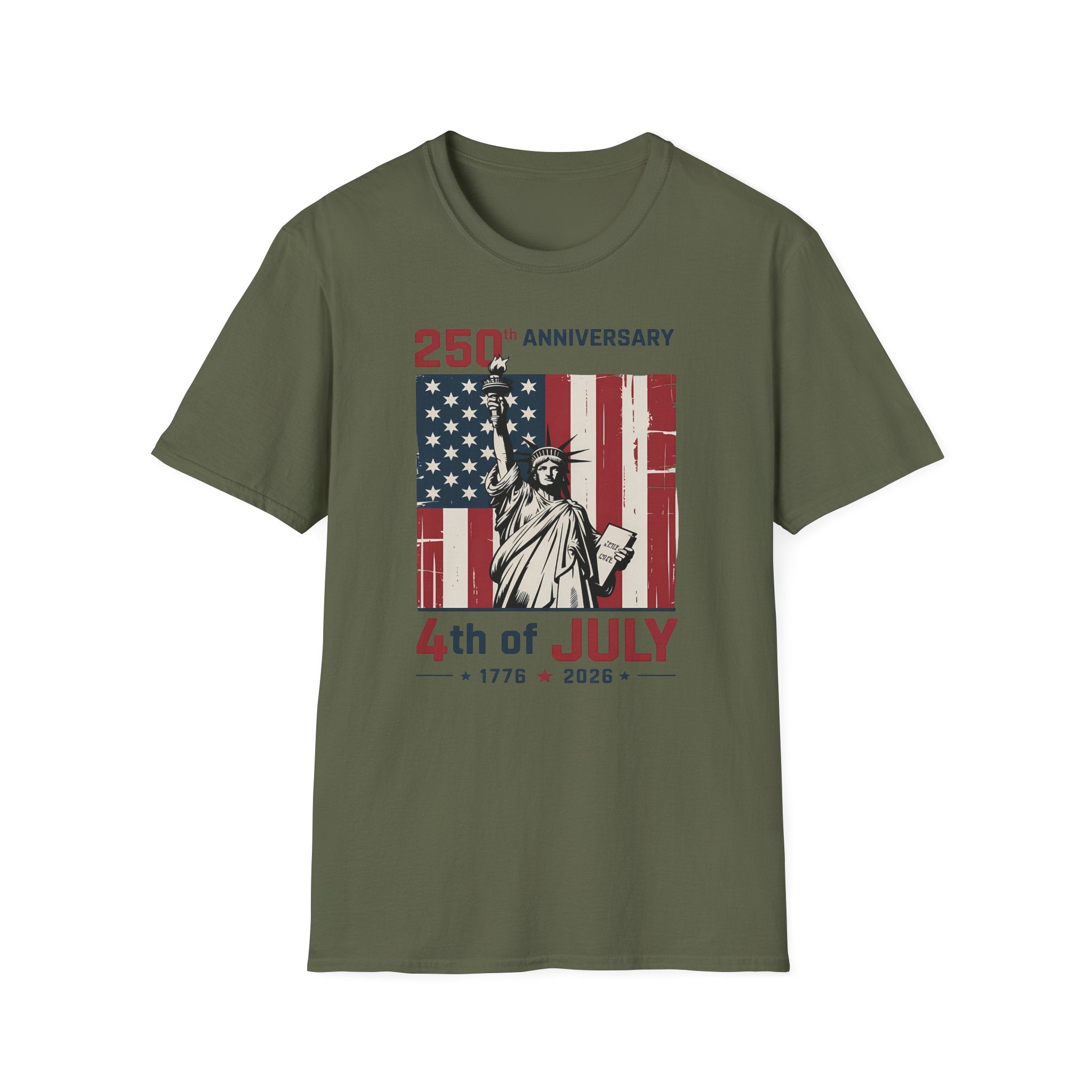 4th of July T-Shirt – 250th Anniversary Statue of Liberty American Flag Tee