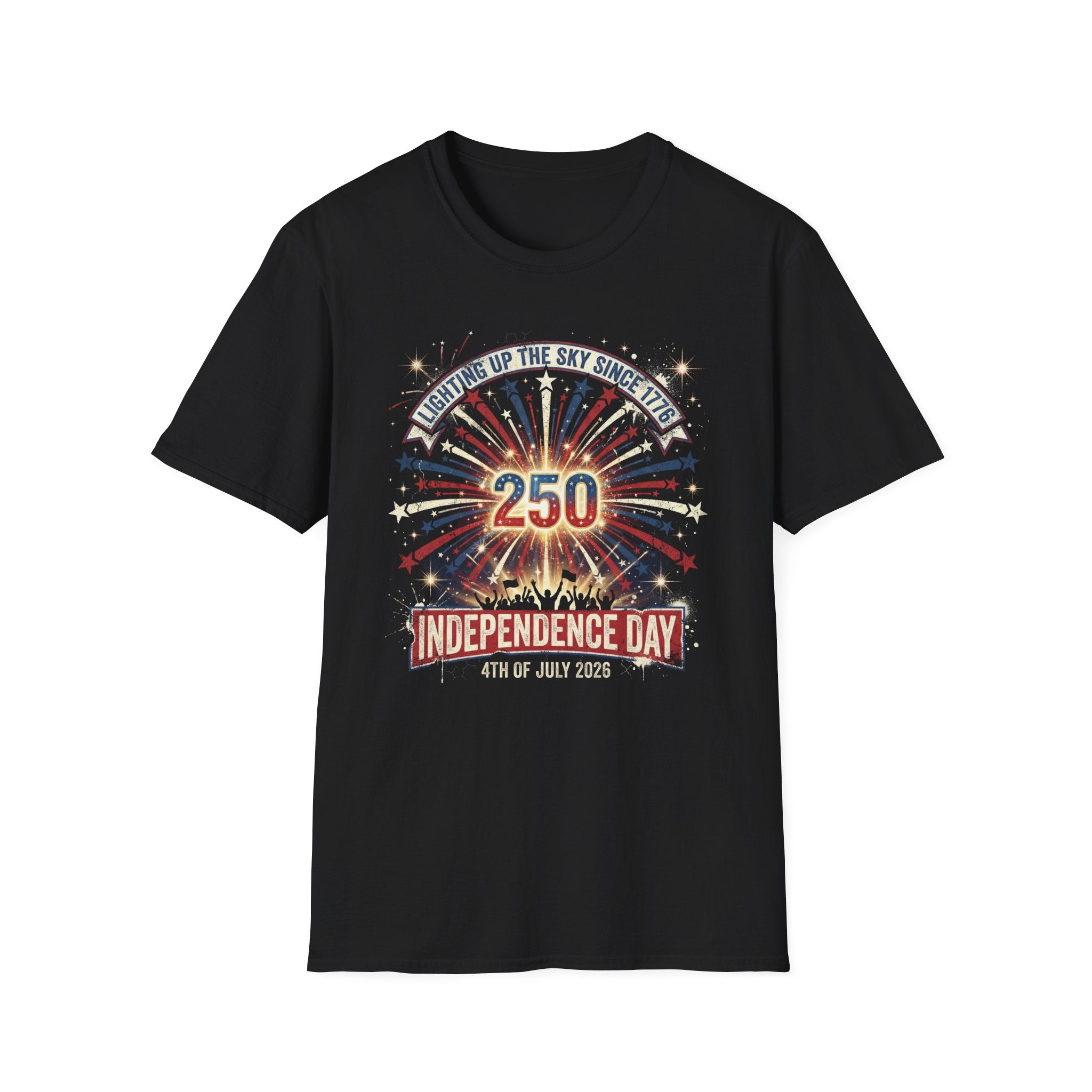 Independence Day 250th Celebration T-Shirt — "Lighting Up the Sky Since 1776" Patriotic Tee