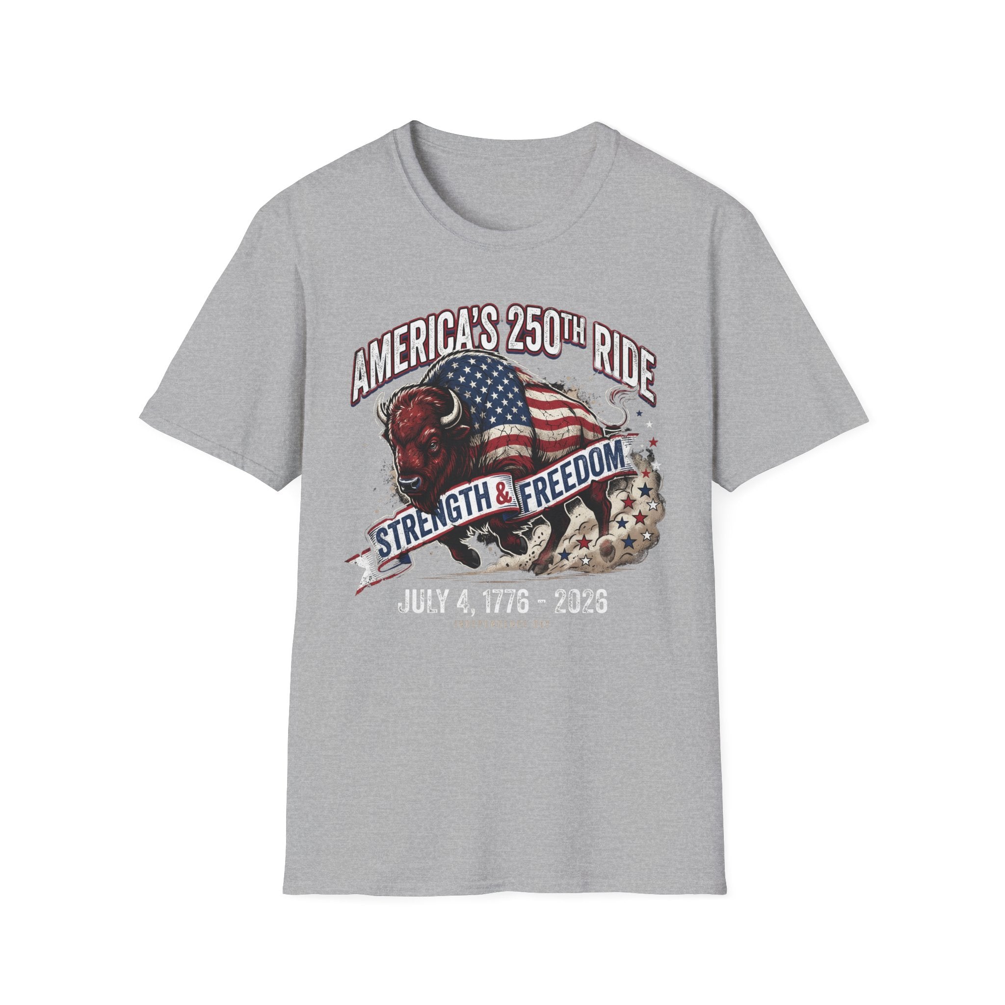 America's 250th Ride T-Shirt – Strength & Freedom Patriotic Buffalo Tee